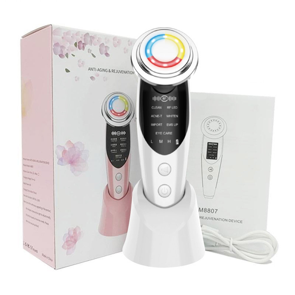 7 in 1 Face Massager RF Microcurrent Electroporation LED Skin Rejuvenation Remove Wrinkle Lifting Beauty Tool