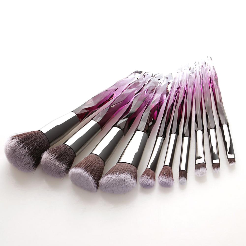 10pcs Transparent Crystal Diamond Makeup Brushes Set Colorful Diamond Blush Foundation Eyeshadow Brush Beauty Tool Kit