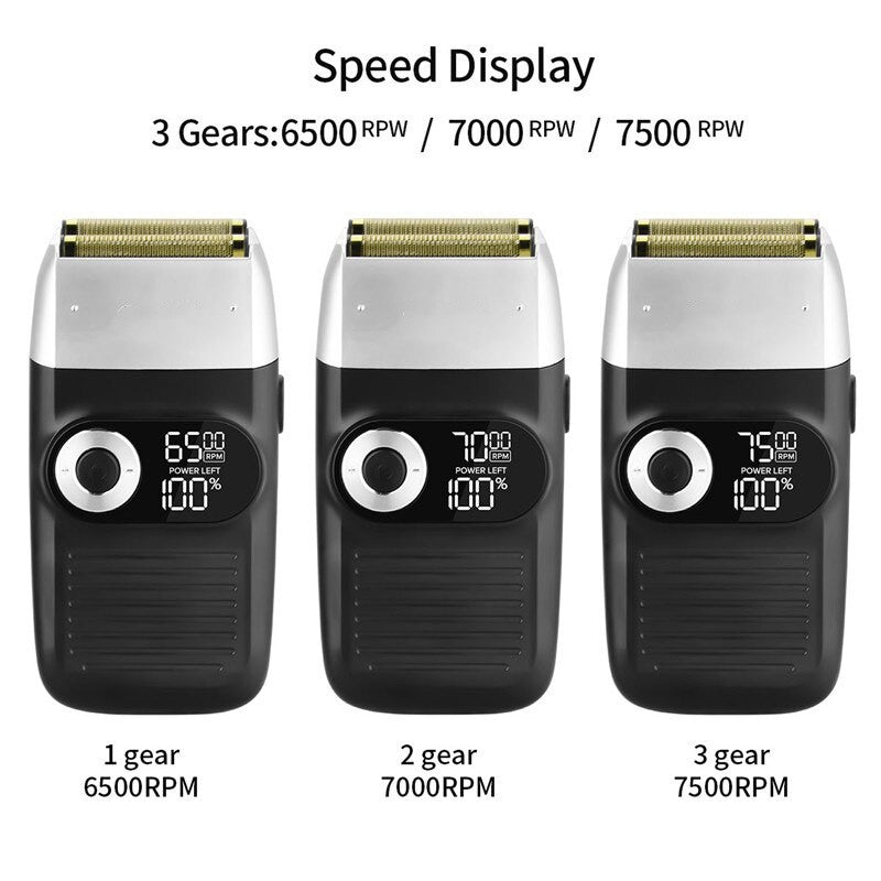 2 In 1 Powerful Electirc Shaver + Hair Clipper For Men Portable Beard Trimmer Haircut Machine Rechargeable Razor Led Display (Black)