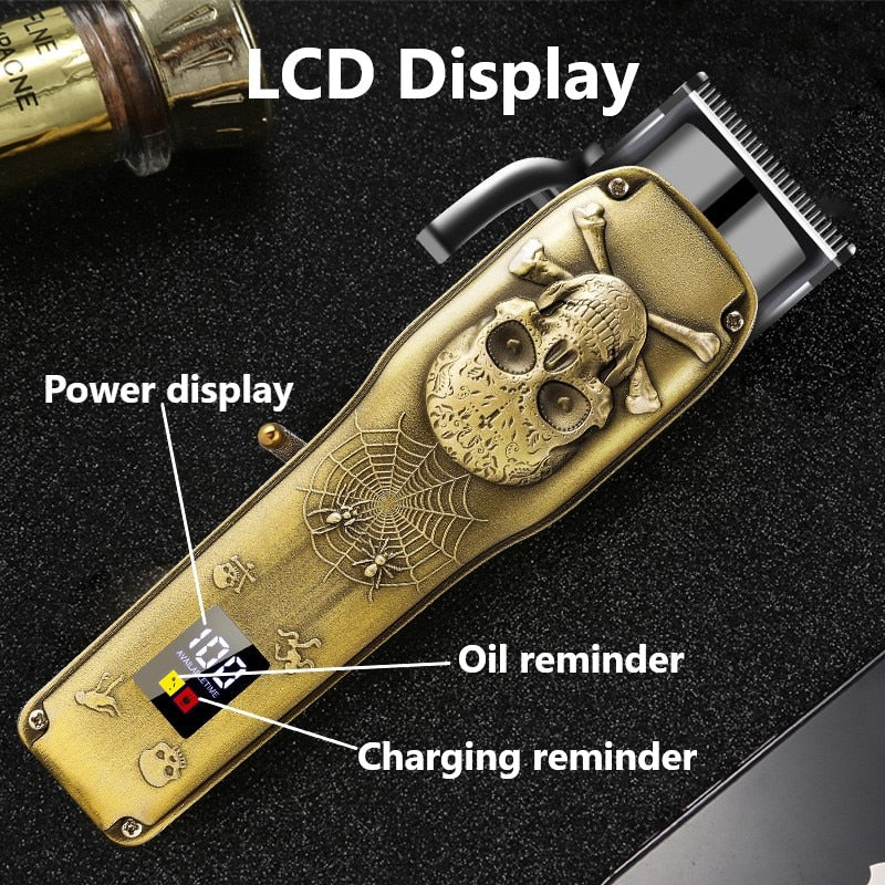 All Metal Electric Hair Clipper Electric Hair Clipper Oil Head Electric Clipper Rechargeable LCD Digital Display Professional