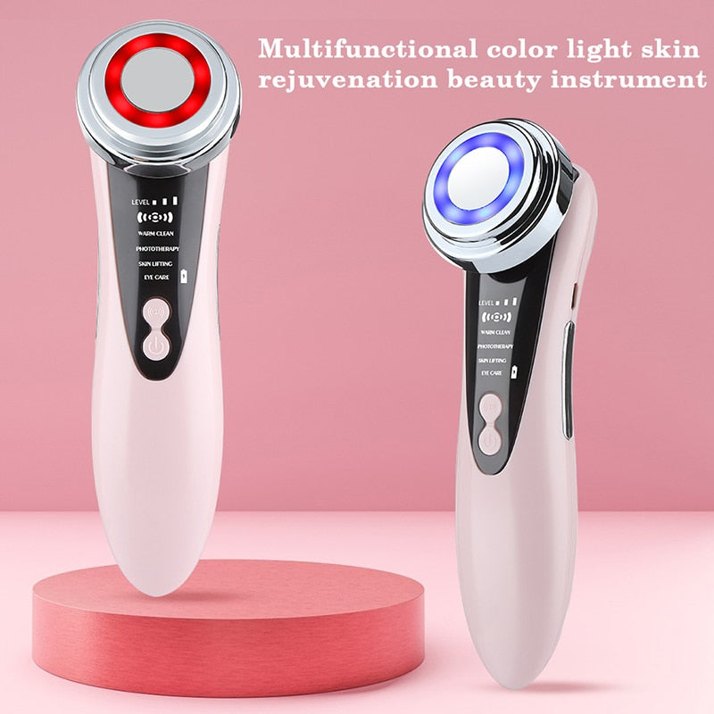 4 In 1 LED Face Massager Skin Rejuvenation EMS Facial Lifting Wrinkle Removal Skin Tightening Hot Cool Beauty Device