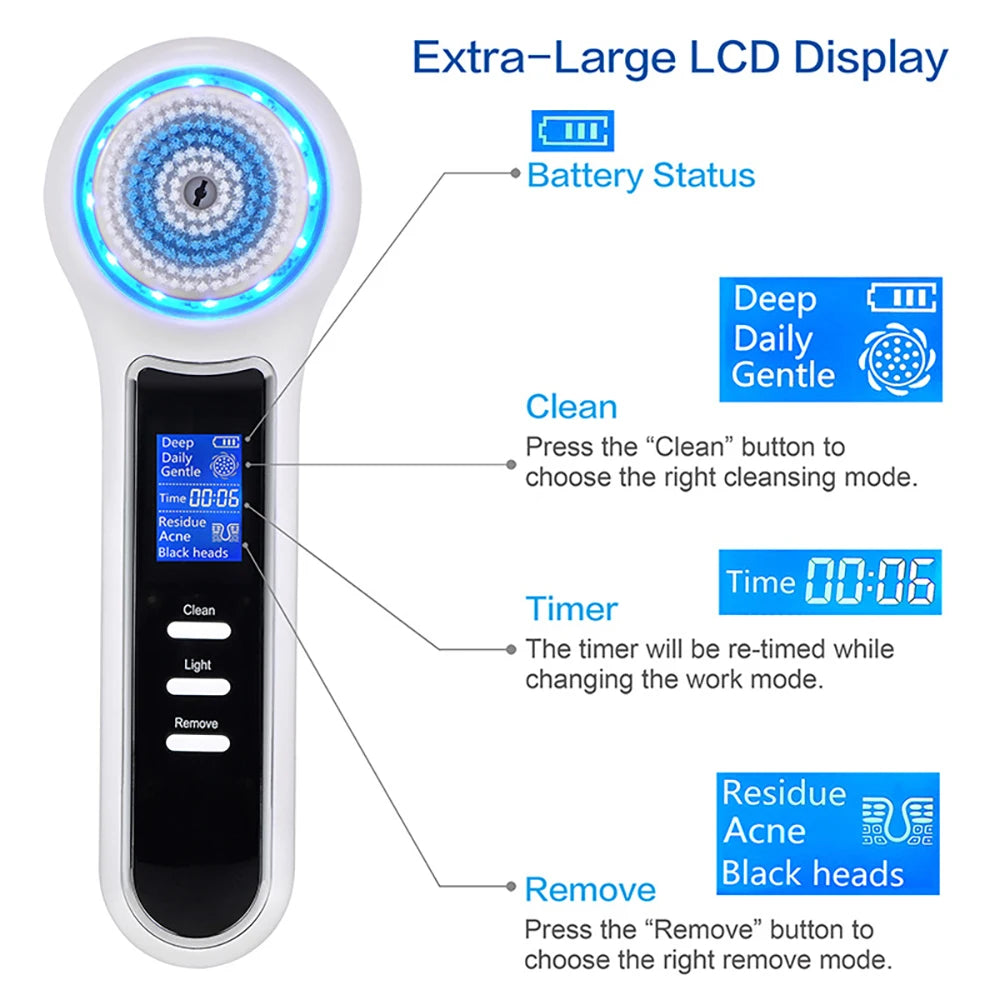 LED Display Multifunctional Pore Cleansing Brush Acne And Blackhead Cleanup Instrument IPX7 Waterproof 3 Suction Modes 3W/900mAh
