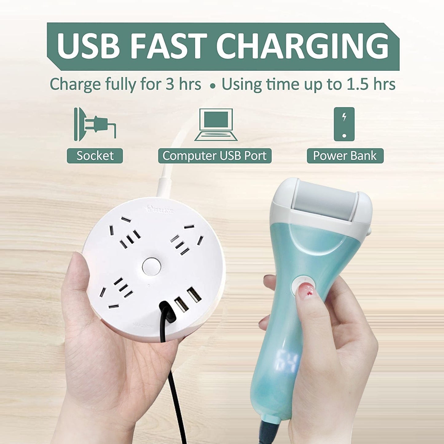 Charged Electric Foot File for Heels Grinding Pedicure Tools Professional Foot Care Tool Dead Hard Skin Callus Remover