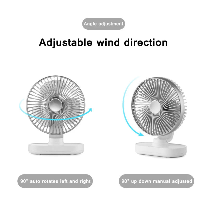 4000mAh Rechargeable Air Cooling Ventilator Electric USB Auto Rotation Desktop Fan 4 Speed Wind Silent Portable for Home Office