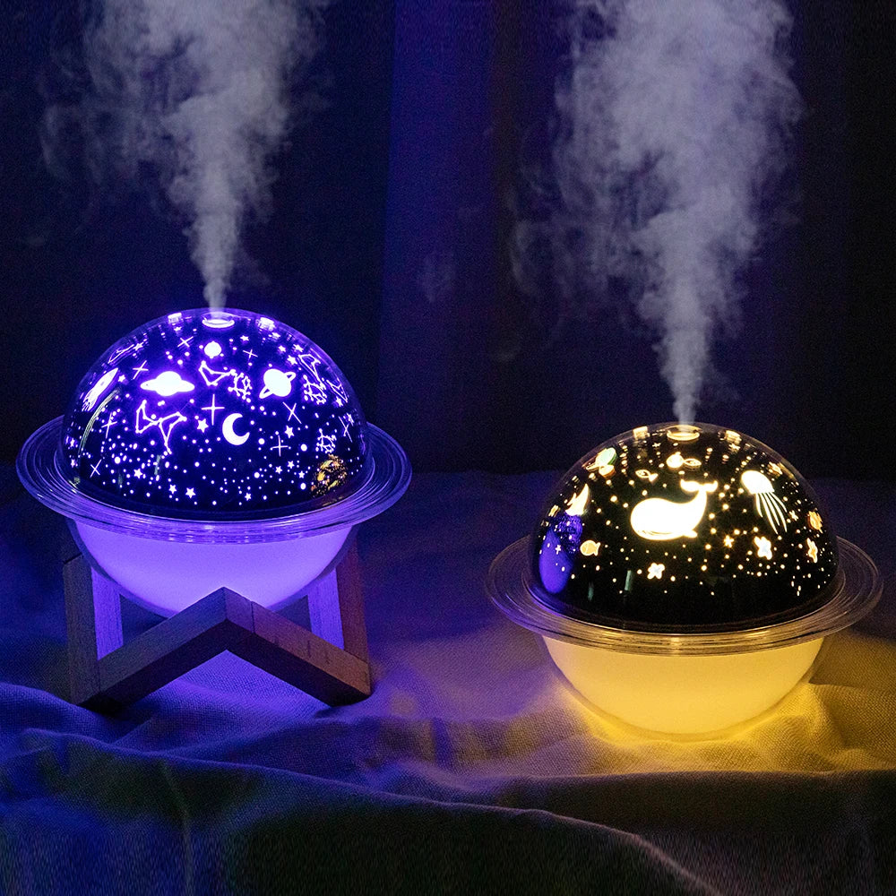 Desktop Air Humidifier High Fog Volume USB Ultrasonic Mist Atomizer Ocean/Christmas/Starry Sky Theme Best Gifts Mute Humidifier