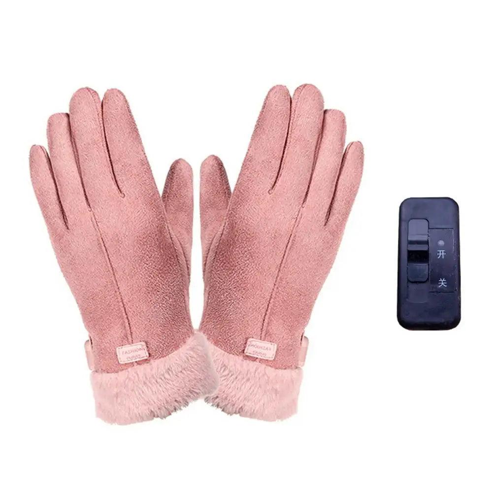 Women Full Finger Gloves USB Charging Heating Gloves 3D Ergonomics Ladies Warming Gloves Outdoor Cycling Electric Gloves