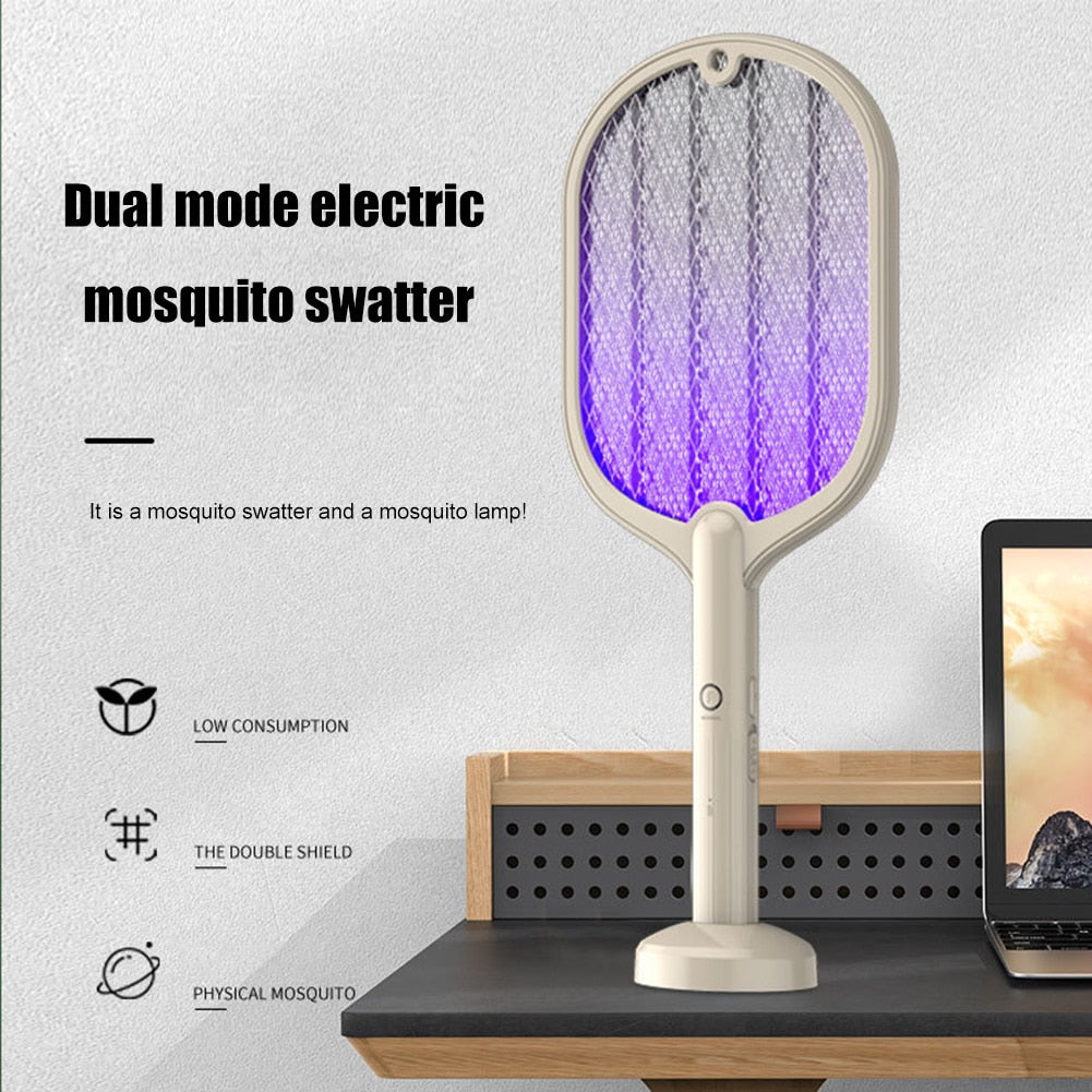 2 In 1 Electric Insect Racket Swatter USB Rechargeable Led Light Handheld Mosquito Killer For Smart Home