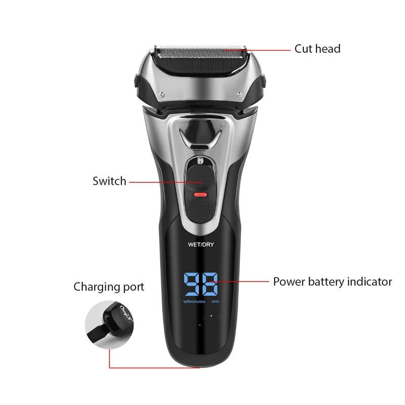 Cordless Electric Beard Trimmer Powerful Hair Shaver For Men Waterproof Hair Removel Fast Charging Razor With LED Display Tools
