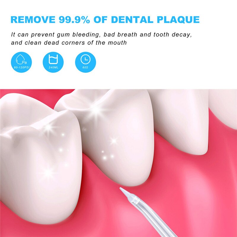 240ML Oral Irrigator Portable Water Flosser Cleaning USB Rechargeable Dental Teeth Cleaner Water Jet Floss 4 Nozzles