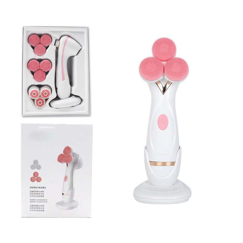 3 In 1 Electric Facial Cleansing Brush Rotating Deep Pore Cleaning Skin Peeling Blackhead Removal Exfoliation Cleanser