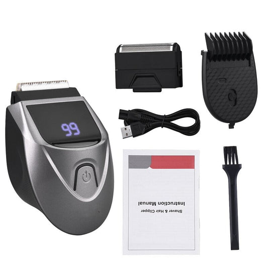 2 In 1 Electric Hair Clippers Beard Trimmer LED Display Hair Cutter Replacement Blades Rechargeable Shaver Machine