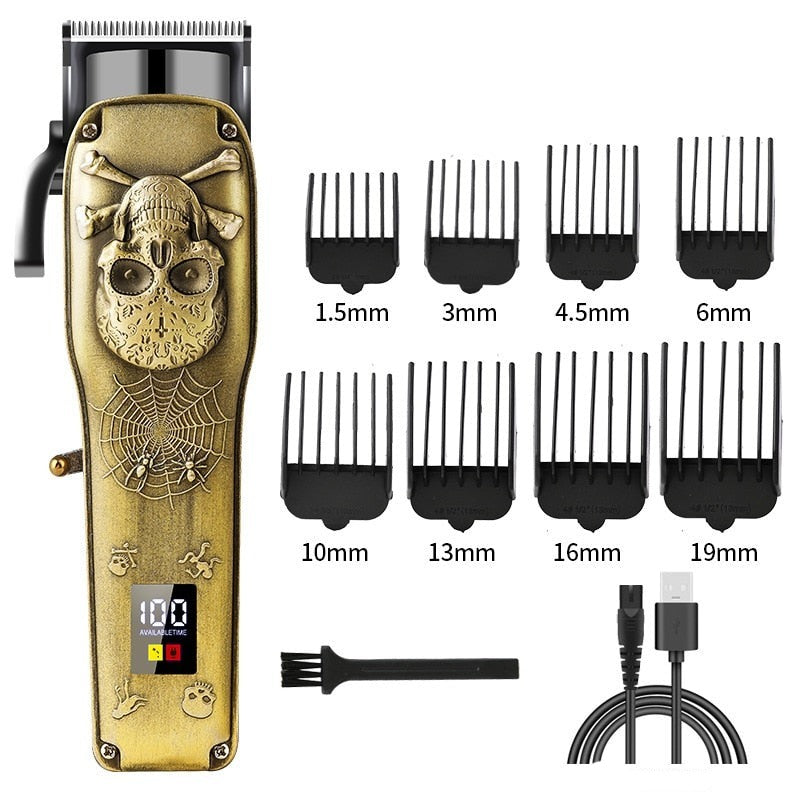 All Metal Electric Hair Clipper Electric Hair Clipper Oil Head Electric Clipper Rechargeable LCD Digital Display Professional