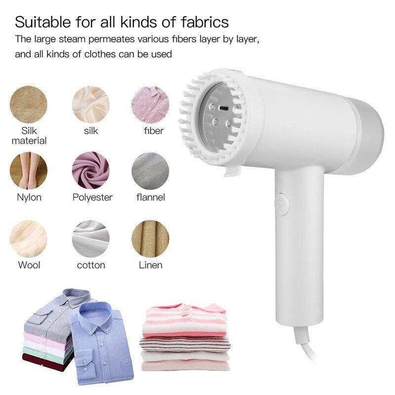 Handheld 1000W Powerful Steamer Brush Mini Electric Garment Cleaner Hanging Ironing Porous Nozzle Steamer Brush For Home Travel (White)