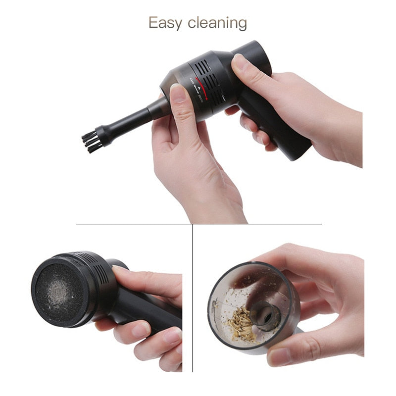 Mini Portable Car Handheld Vacuum Cleaner Cordless USB Rechargeable Vacuum Cleaner Keyboard Home Office Car Cleaning Machine (Black)