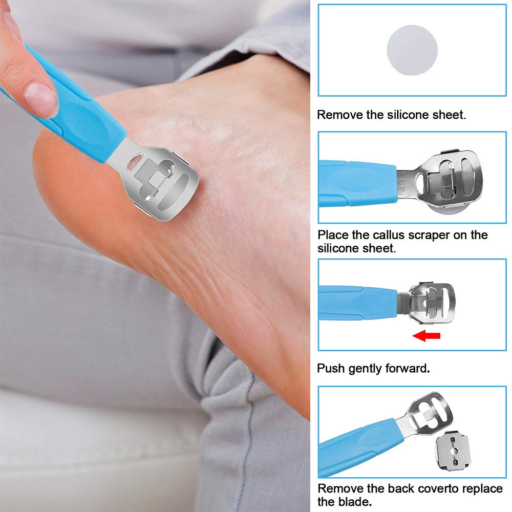 Pedicure Kit 20 in 1 Blue Stainless Steel Professional Pedicure Tools Set Foot Rasp Peel Callus Dead Skin Remover Foot Care