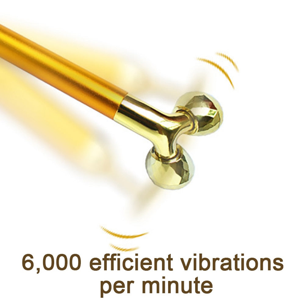 Energy Beauty Bar 24K Gold Facial Vibration Massager Anti Aging Skin Tighten V-Face Lifting Massage Roller Chin Reducer