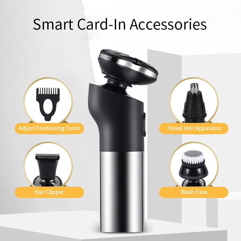 4 In 1 Men's Hair Shaver Electric Beard Nose Ear Trimmer Razor Machine LED Display Clippers Rechargeable Washable Shaving Tools