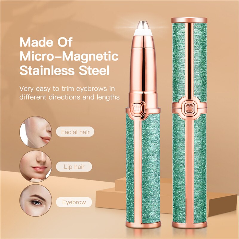Portable Electric Eyebrow Trimmer Women Eye Brow Hair Remover Epilator USB Rechargeable Face Lips Shaver Lipstick Shape Haircut