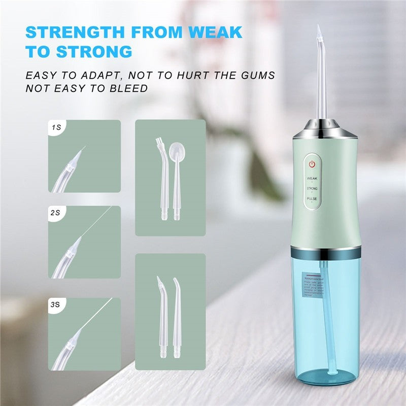 240ML Oral Irrigator Portable Water Flosser Cleaning USB Rechargeable Dental Teeth Cleaner Water Jet Floss 4 Nozzles