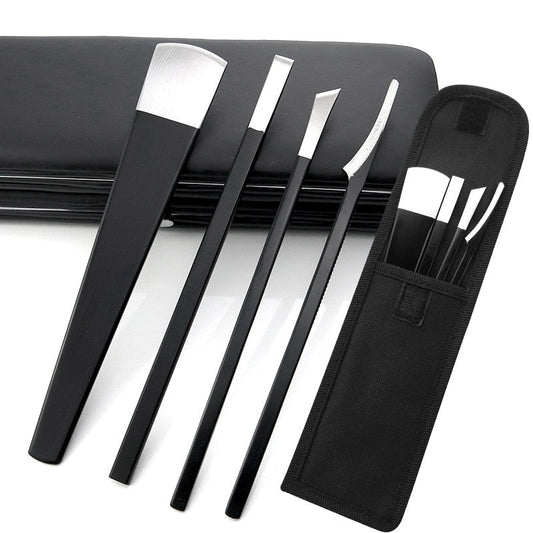 4Pcs/Set Black Stainless Steel Pedicure Knife Professional Pedicure Knife Set Foot Care Tool Nail Tool Kit With Bag