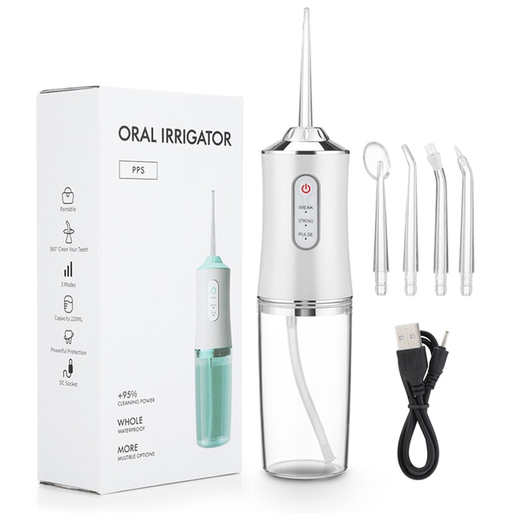 300ML Portable Oral Irrigator Dental Water Flosser Water Jet Toothpick Waterproof 3 Modes USB Rechargeable Teeth Cleaner
