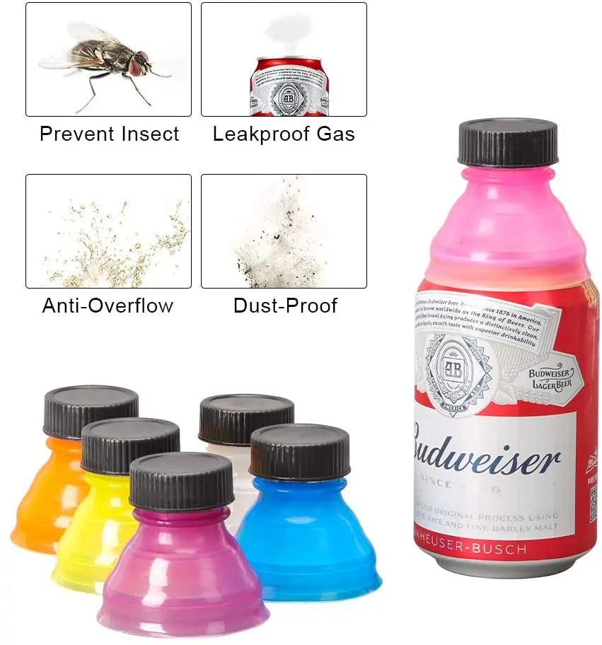 6pcs Soda Can Lids Cover Reusable Fizz Lid Picnic Accessories Beach Party Gadget Bottle Top for Beer Juice Energy Drinks Seltzer