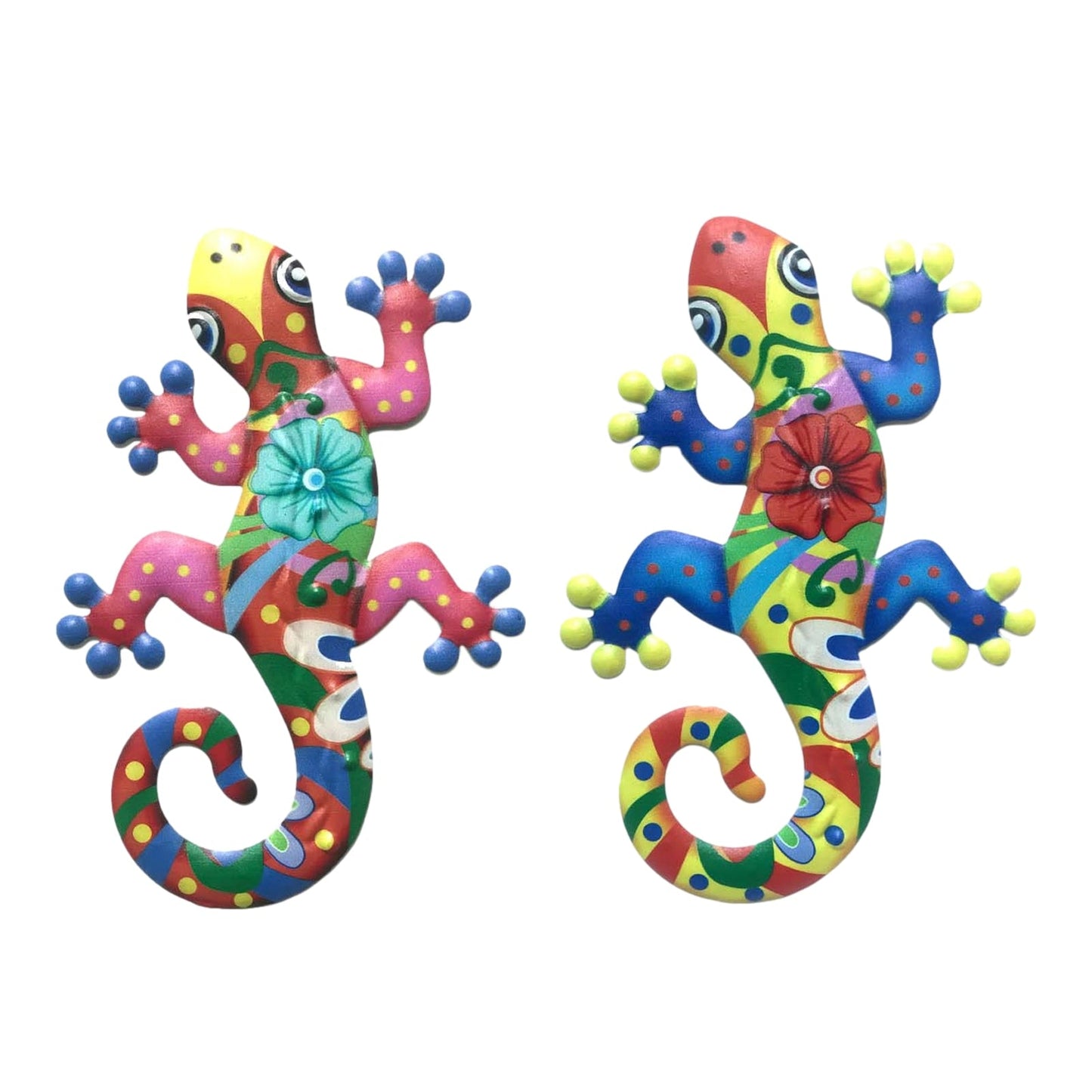 2Pcs Metal Gecko Wall Decor Gecko Art Craft Sculptures Lizard For Outdoor Backyard Porch Lawn Fence Garden Wall Decor