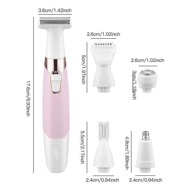 5 in 1 Electric Eyebrow Trimmer Hair Remover Device Painless Depilator Nose Hair Leg Armpit Bikini Trimmer Women Epilator