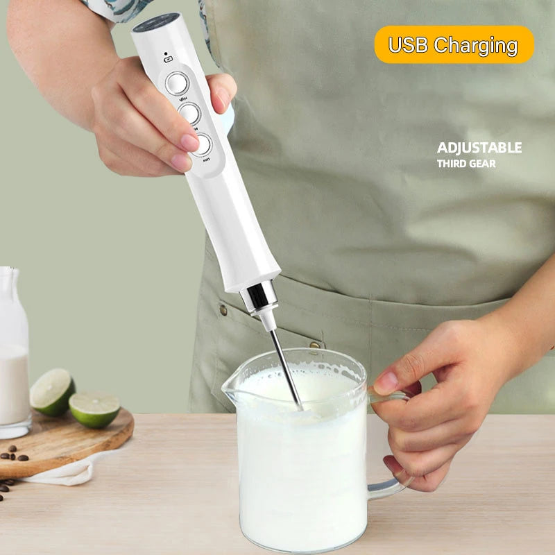 Drink Mixer Portable Rechargeable Electric Milk Frother Foam Maker For Making Latte Milk Cappuccino Egg Stirring Kitchen Tool