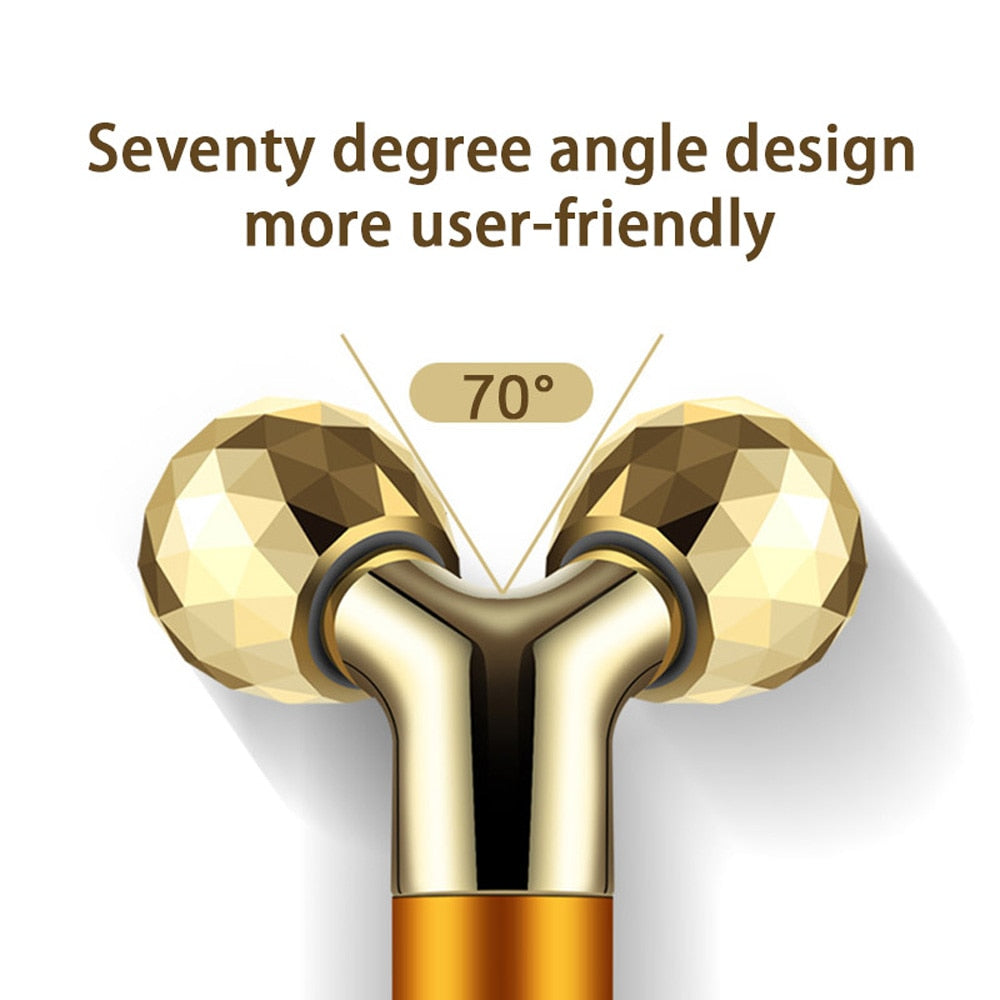 Energy Beauty Bar 24K Gold Facial Vibration Massager Anti Aging Skin Tighten V-Face Lifting Massage Roller Chin Reducer