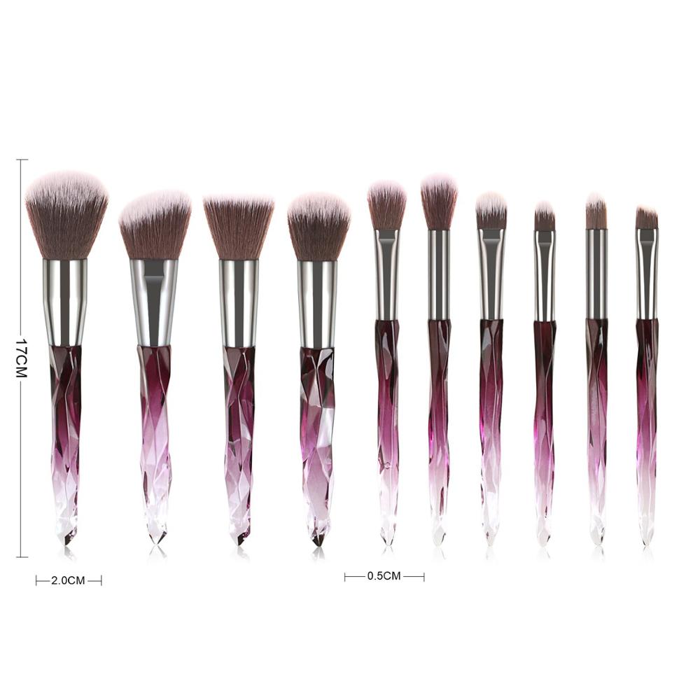 10pcs Transparent Crystal Diamond Makeup Brushes Set Colorful Diamond Blush Foundation Eyeshadow Brush Beauty Tool Kit