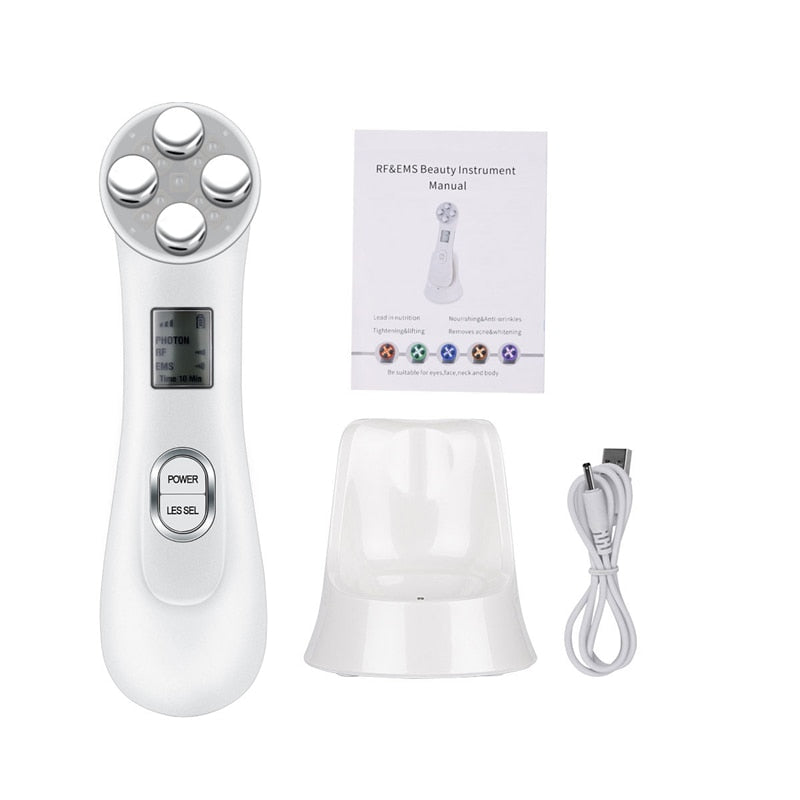 Facial Electroporation RF Radio Frequency LED Photon Face Lifting Tighten Wrinkle Removal Face Massager