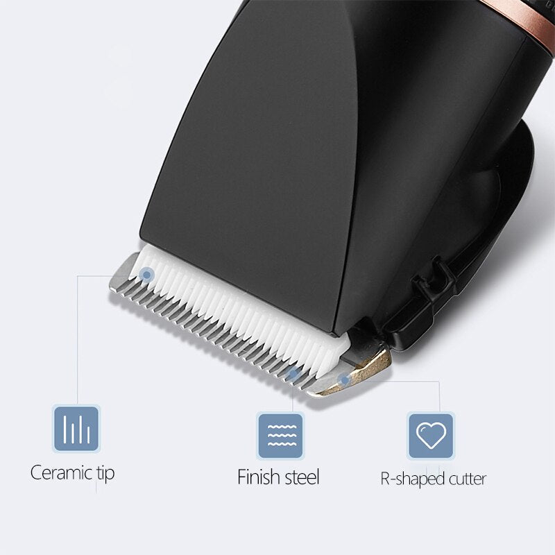 Portable Electric Hair Clipper Rechargeable Trimmer Titanium Ceramic Blade Salon Men Hair Cutting Barber Machine LCD Display