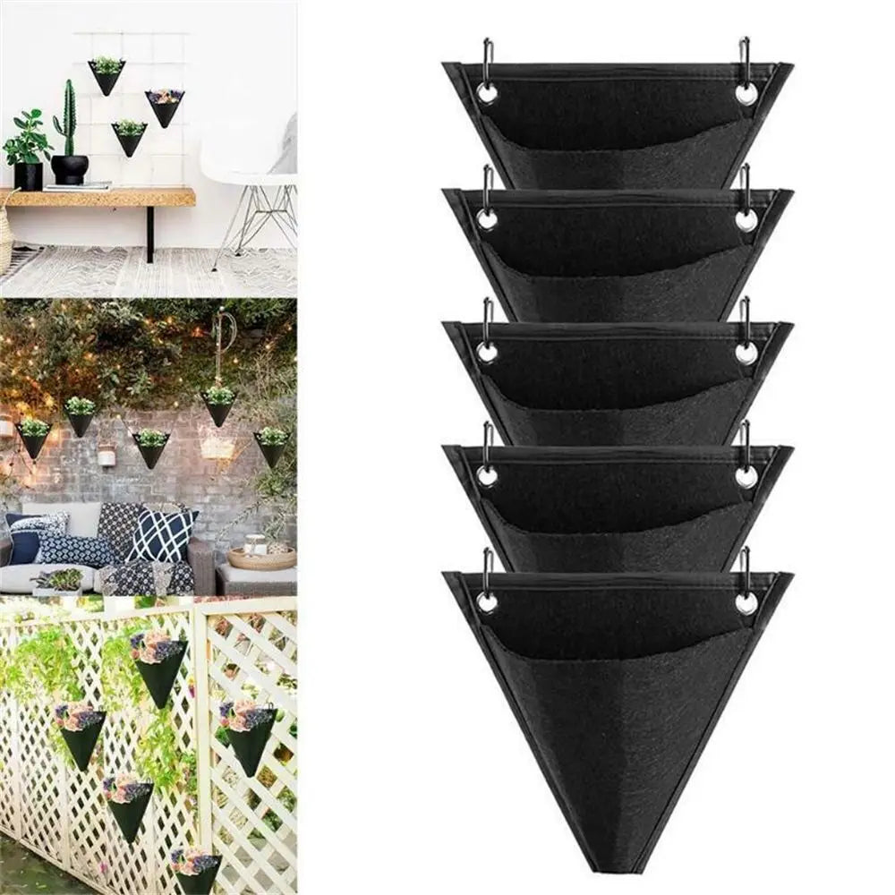 Plants Hanging Bag with Hook Garden Plant Bag Wall Mount Pocket Planter Bag Flower Bag Pot Non-woven Cloth Flower Stand