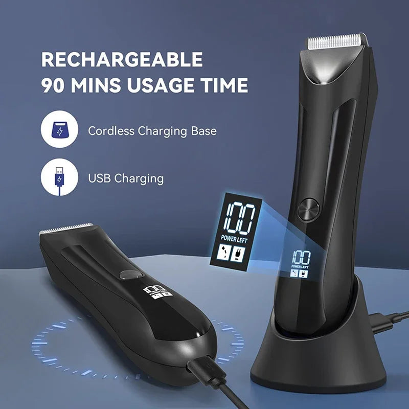 Hair Clipper LCD Electric Men's Body Hair Trimmer Shaver USB Wireless Waterproof Pofessional Beard Haircut Trimmer Men