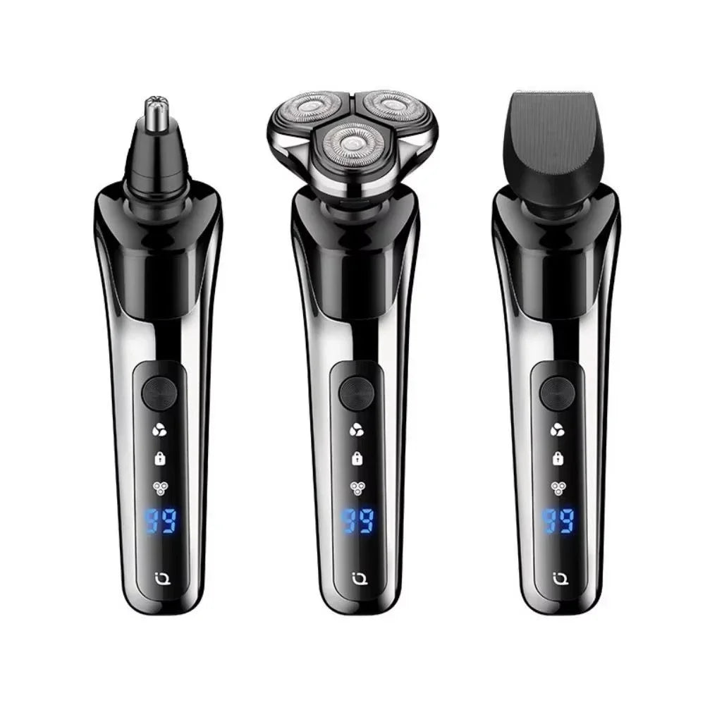 3in1 Electric Shaver Digital Display Rechargeable High Power Portable Trimmer Waterproof Shaver Rotary Razor Travel Gift