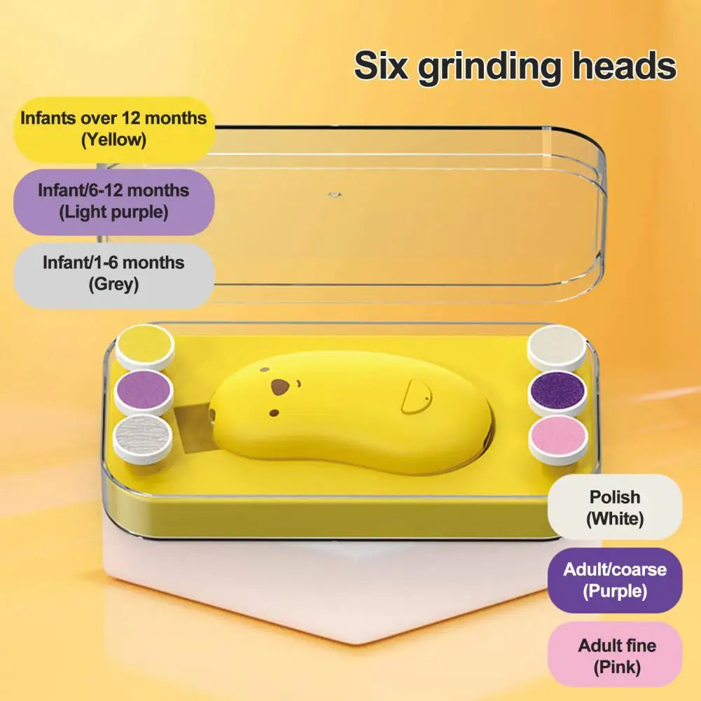 Electric Nail Polisher Rechargeable teenager Electric Nail Trimmer with Led Light 6 Grinding Heads 2-speed Adjustable for Newborn