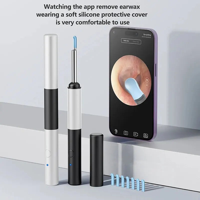 Wireless Otoscope 3.5mm Ultra-Thin WiFi Ear Scope Camera with Earwax Removal Tool Ear Cleaner with Gyroscope For IOS Android