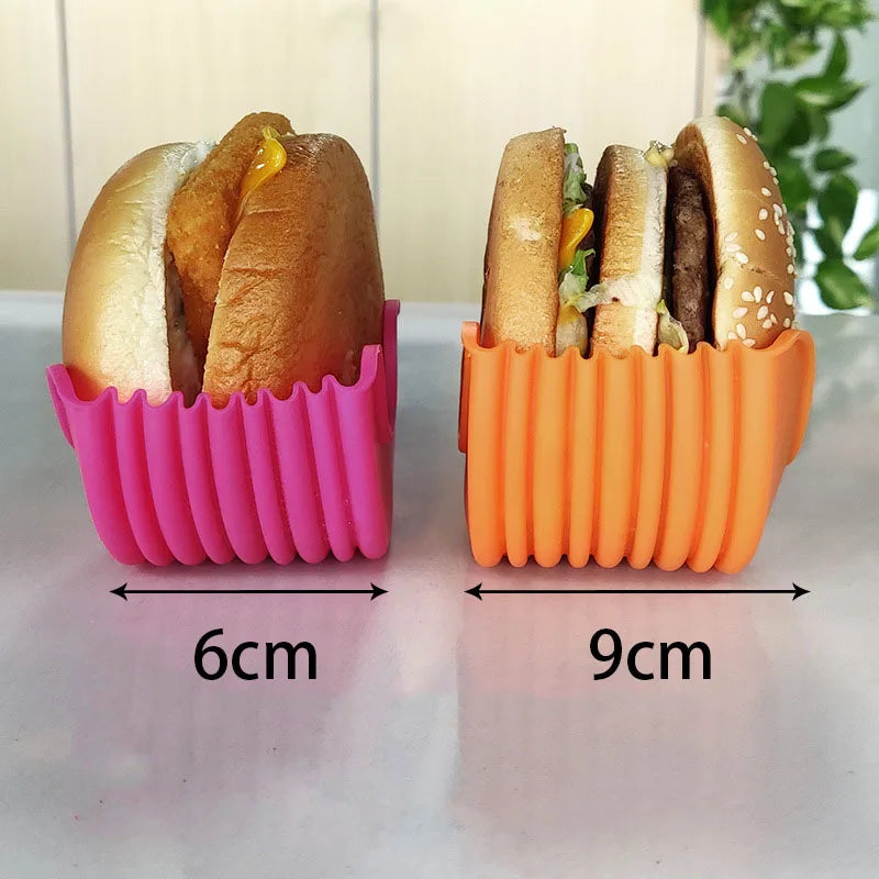 Adjustable 4Pcs Silicond Retractable Burger Fixed Box Hamburger Holder For 4 Inch Burger Buddy Reusable Clip Rack