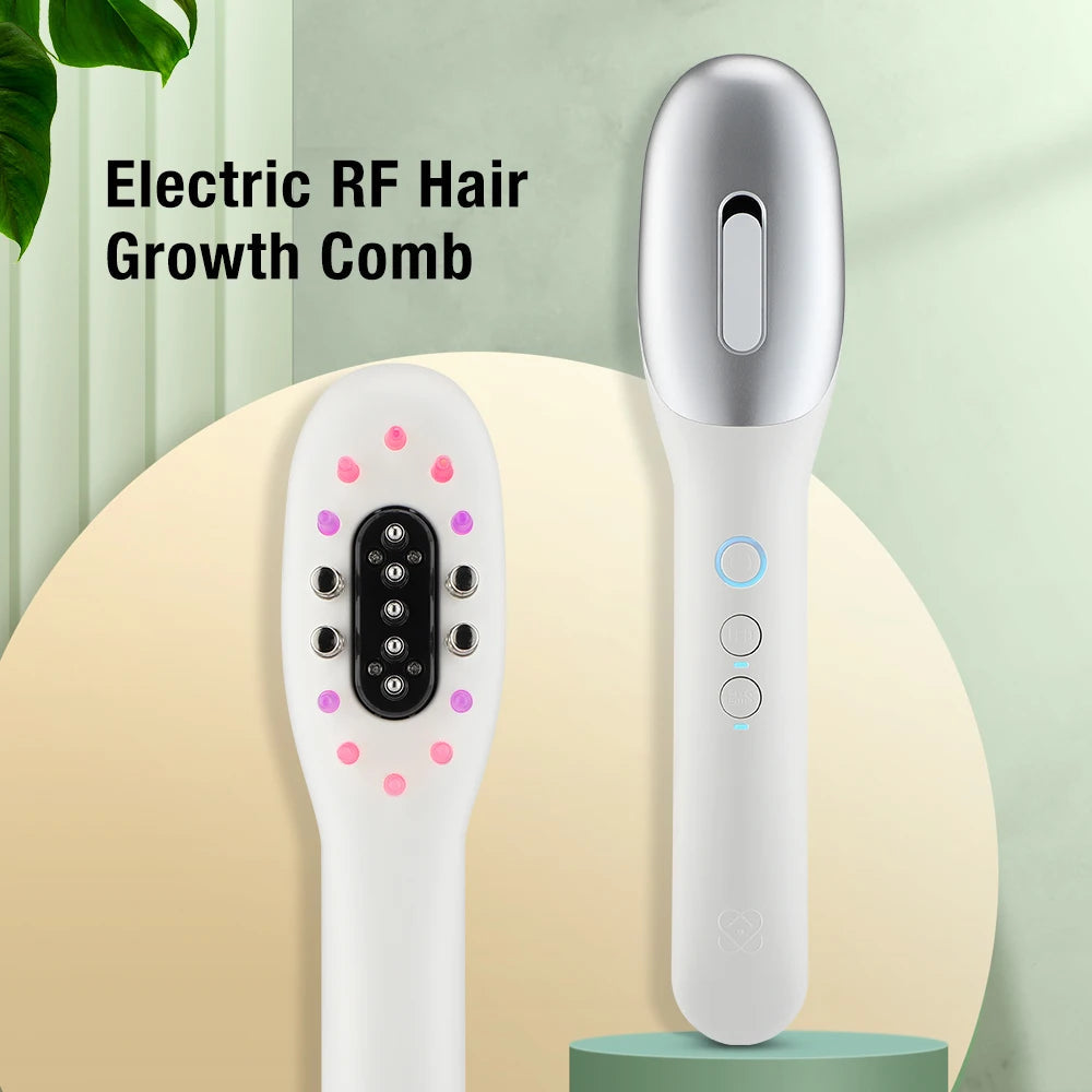 Household Electric RF Hair Growth Comb Oil Applicator Red Blue Head Massage Brush Stimulates Scalp Anti-Hair Loss