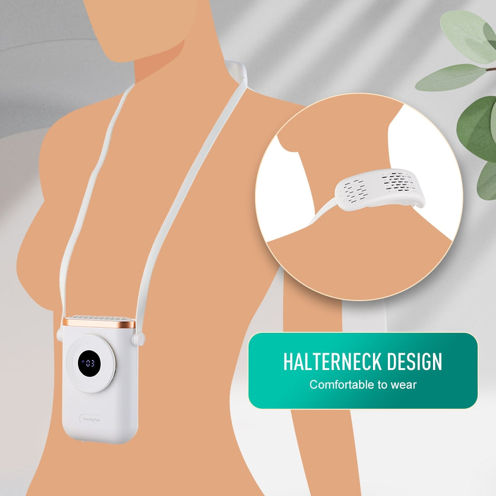 Electric Portable Neck Cooling Fan Mini  Air Conditioning Cooler Hand Wireless Travel Handheld Silent Usb Rechargeable Fan