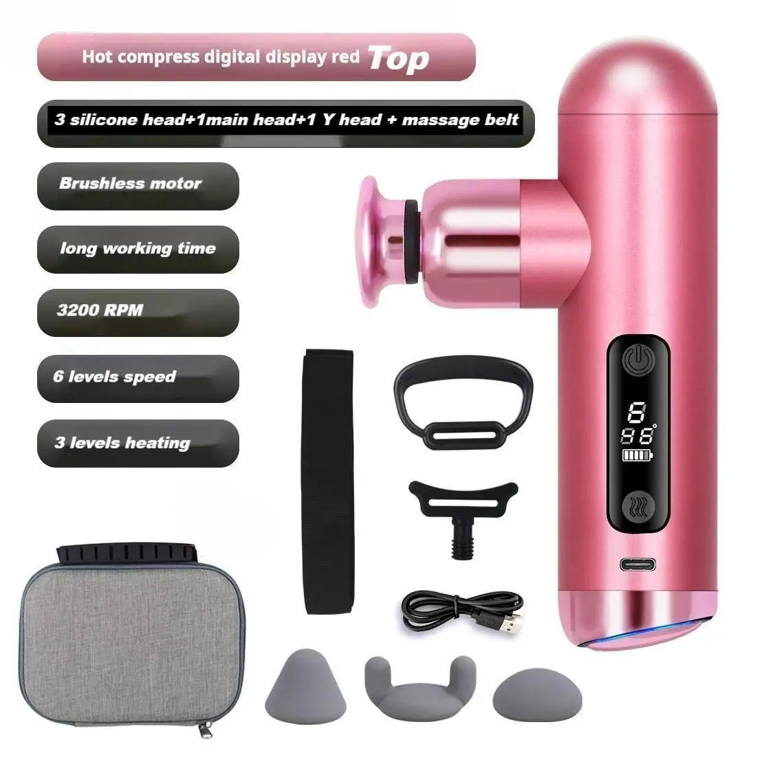 Aluminum Housing Massage Gun Brushless Big Force Massage Machine Deep Tissues Fascia Machine Gun Muscle Electric Massager