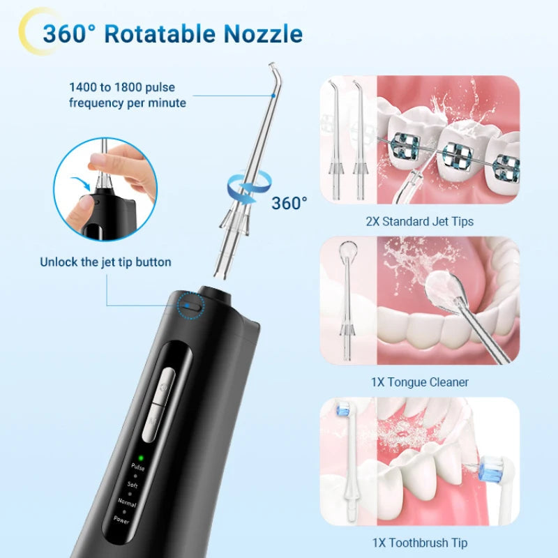 Teeth Water Pick Ultrasonic Cleanser 300ml Water Tank 4 Jet Tip Tooth Beauty Health Irrigator Dental Water Flosser for Teeth