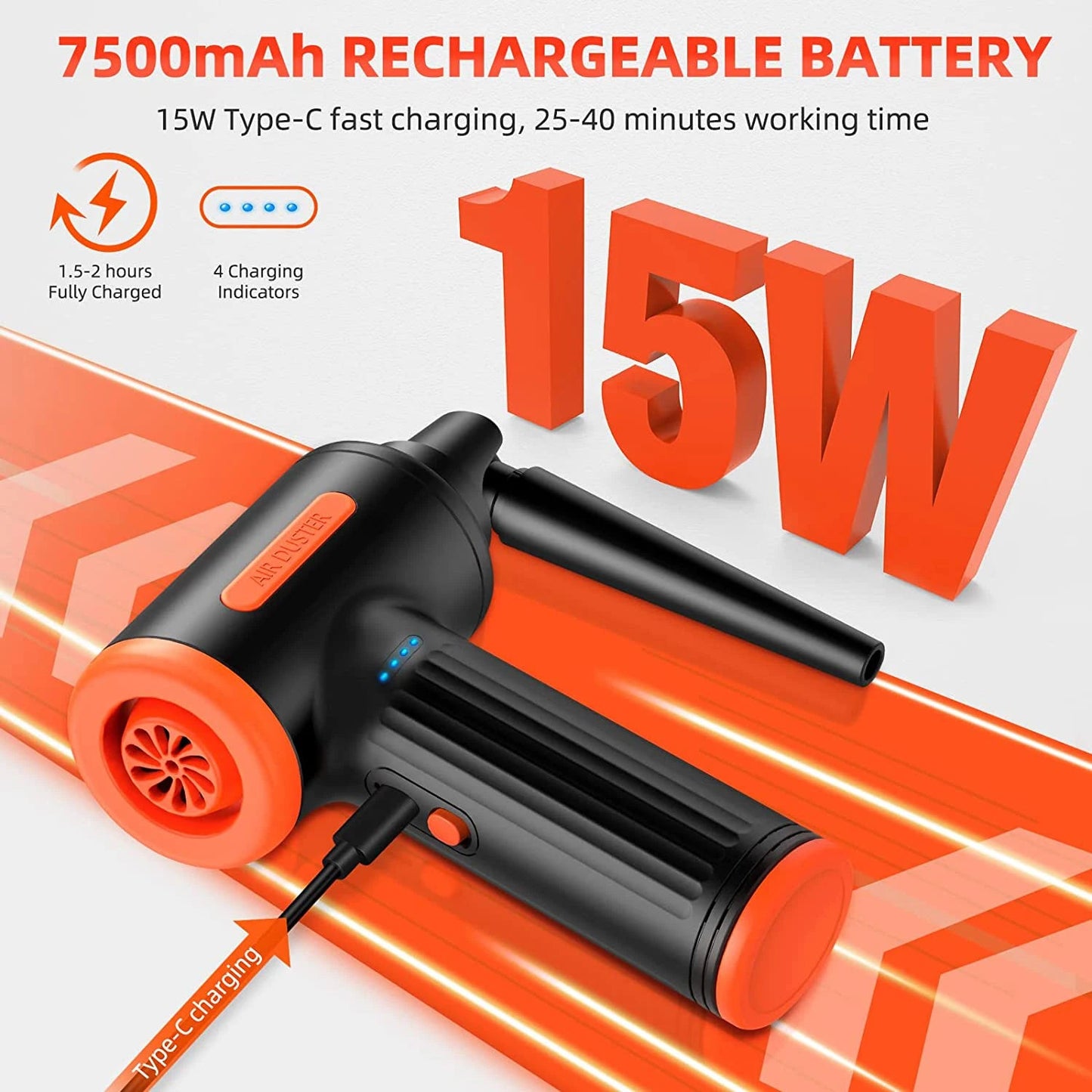 90000RPM Cordless Air Duster 90W Electric Wireless Gel Gun Blower Cleaner Brushless Motor for PC Computer Keyboard Car Laptop