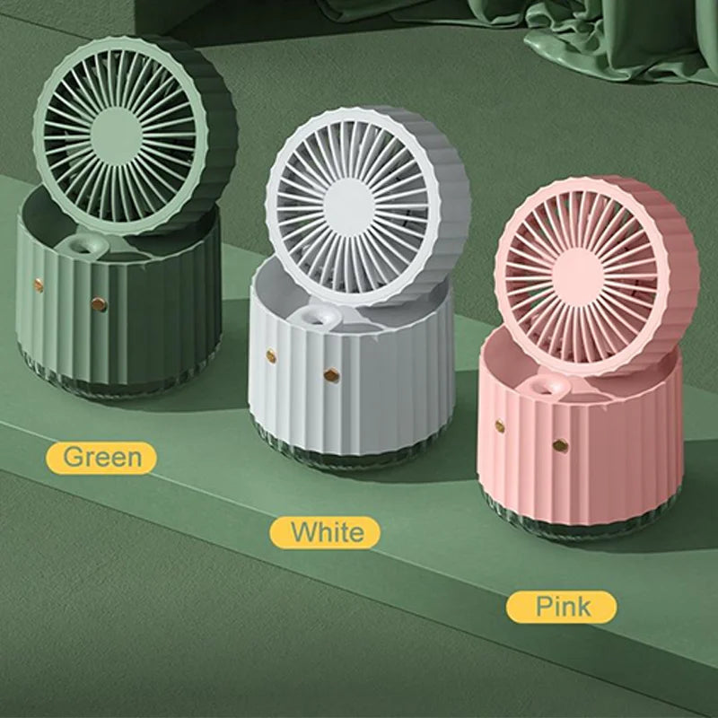 Portable Desktop Water-cooled Fan USB Rechargeable 1200mAh Mute Cooler Fans Office Home 3 Gear Speed Mini Electric Spray Fans