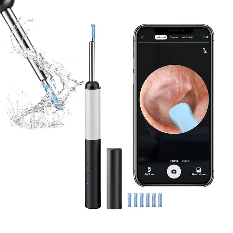 Wireless Otoscope 3.5mm Ultra-Thin WiFi Ear Scope Camera with Earwax Removal Tool Ear Cleaner with Gyroscope For IOS Android