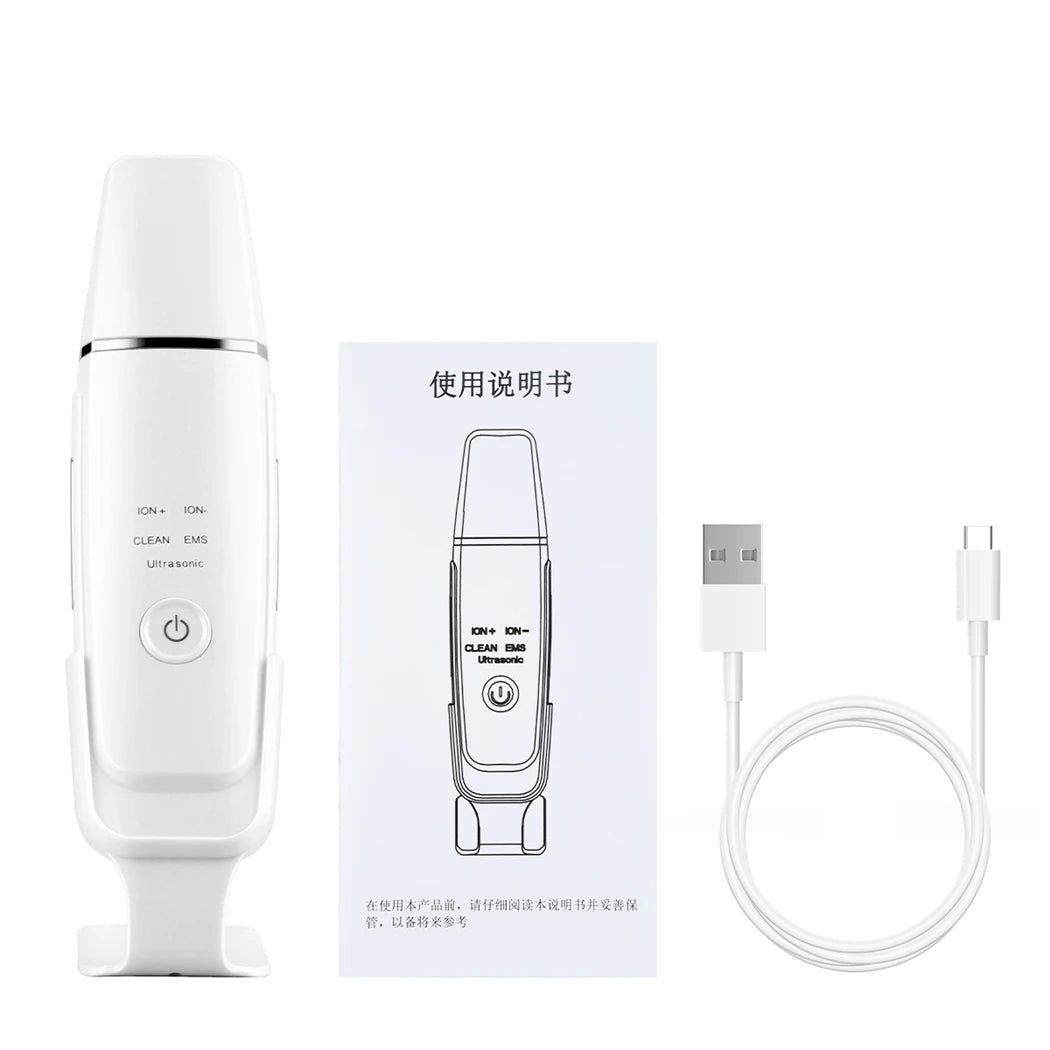 Ultrasonic Skin Scrubber EMS Vibration Ion Acne Pore Blackhead Remover Peeling Tool Electric Deep Face Cleaner