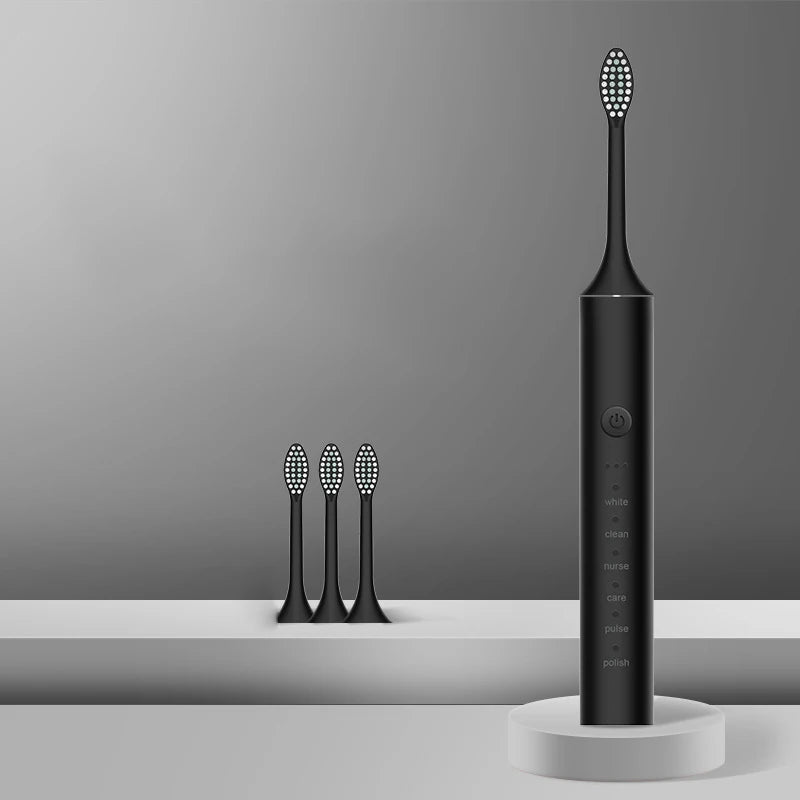 Ultrasonic Sonic Electric Toothbrush Rechargeable for Adults 6Mode Automatic Tooth Brush Teeth Whitening with 4 Replacement Head