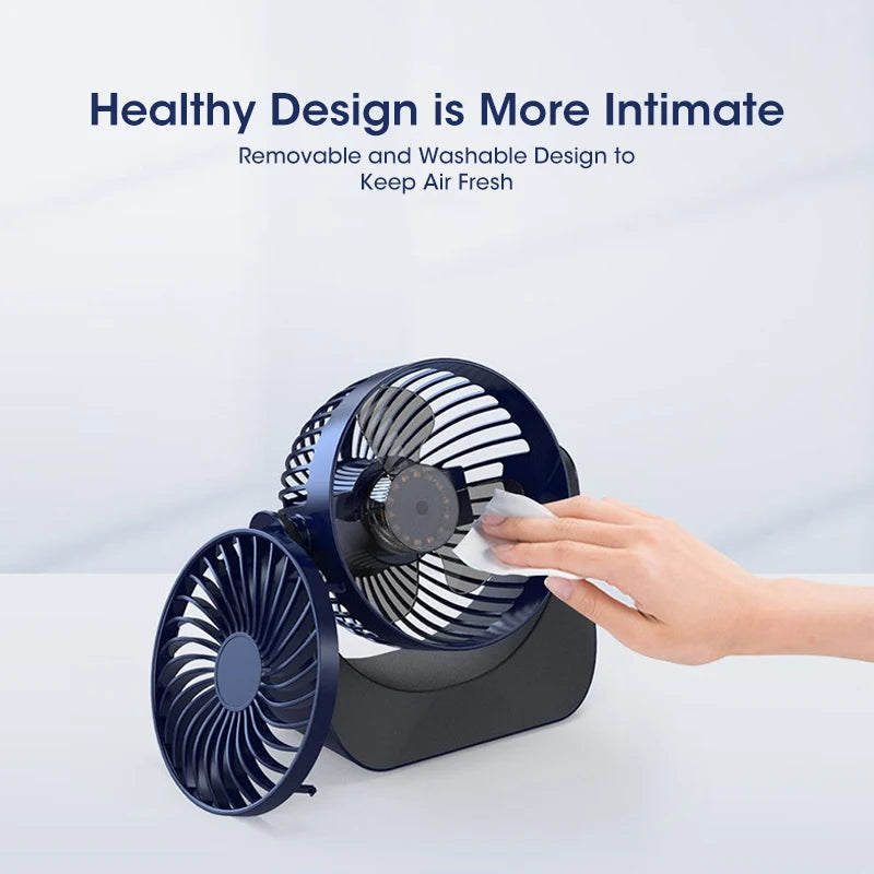 Wide-angle Air Supply Desktop Mini Usb Rechargeable Turbo Electric Fan Mute Portable Dormitory Small Sppliances Strong Wind