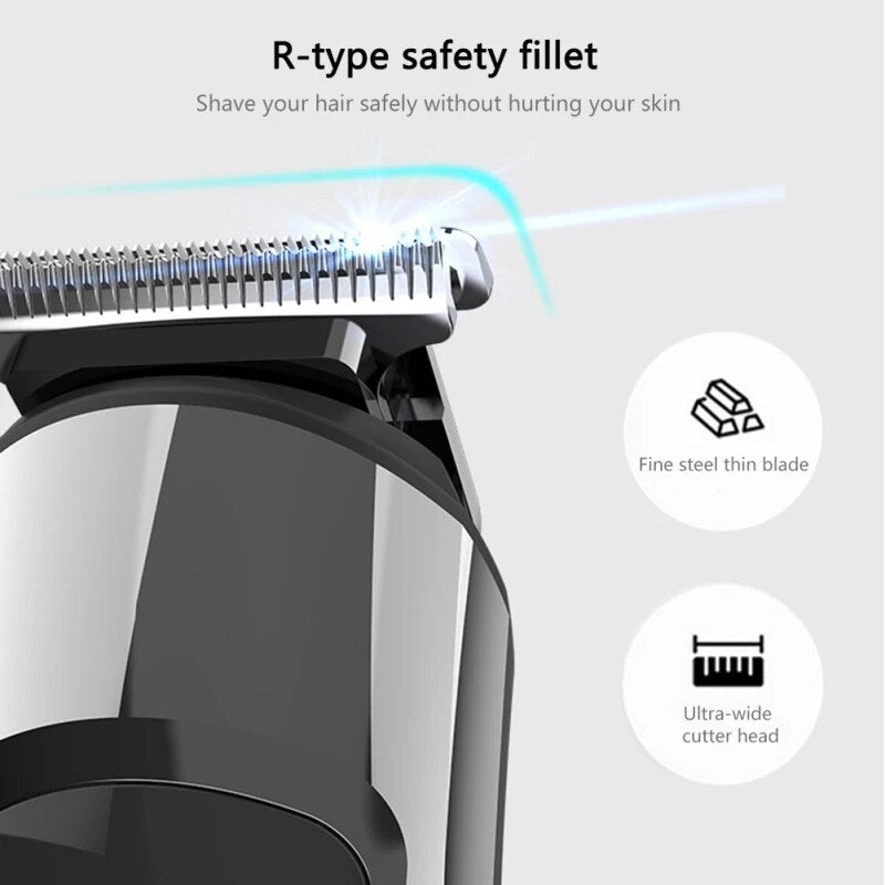 6 in 1  Professional Hair Clipper Facia Body Nose Trimmer Washable IPX7 Electric Hair Cutting Beard Haircutter Machine